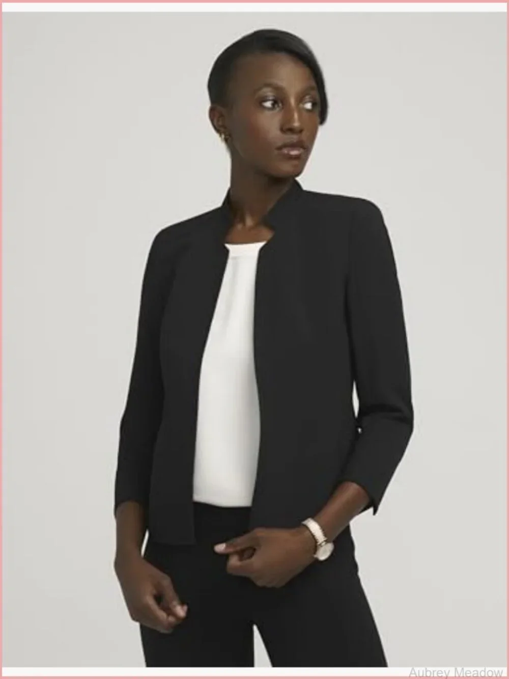 Stand Collar Open Front Blazer - Tailored Work To Weekend Jacket